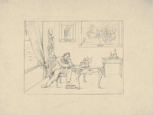 Escribiendo la Proclamación de Emancipación de Grabados de la Guerra Confederada, 1861-63 de Adalbert John Volck