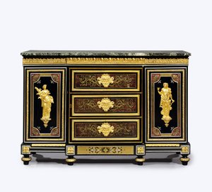 Gabinete lateral de marquetería boulle montado en bronce dorado de finales de Luis XVI