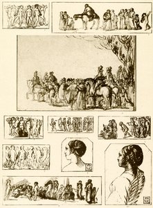 Danzas circulares, estudios de cabezas y grupos de figuras de Adam Elsheimer