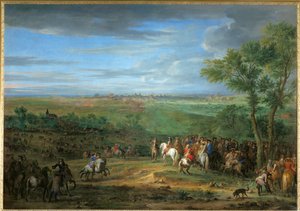 Llegada de Luis XIV al campamento ante Maastricht, junio de 1673 ... de Adam Frans van der Meulen
