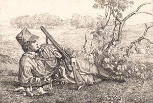 Paisaje con un cazador descansando de Adam Müller