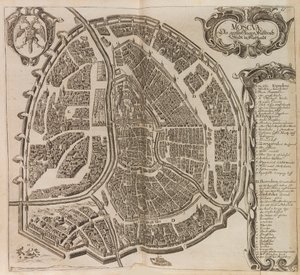 Mapa de Moscú. De: Vermehrte Newe Beschreibung der Muscowitischen..., 1656 de Adam Olearius