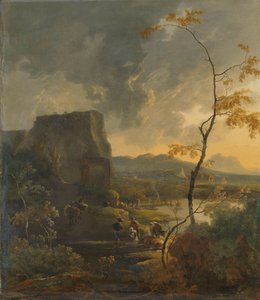 Paisaje italiano con Tempietto antiguo de Adam Pijnacker