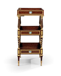 Mesa de trabajo de madera de tejo y caoba con montura de ormolú y camafeo, estilo Luis XVI tardío de Adam Weisweiler
