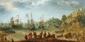 Barcos en una costa rocosa