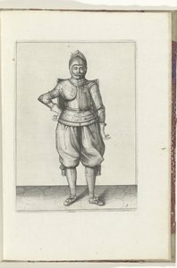 El taladro con la diana y el estoque: el soldado en reposo con la diana a la espalda (n.º 1), 1618 El Nassausche Wapen-Handelinge, van Schilt, Spies, Rappier and the Targe: más allá de figuerlick representado, y enmarcado según el nuevo orden [de] (...) Ma de Adam van Breen