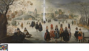 Alemán: Winter landscape with skaters paisaje invernal con patinaje de Adam van Breen