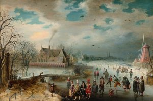 Patinaje en el Río Amstel Congelado de Adam van Breen
