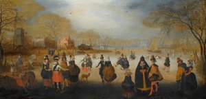 Paisaje invernal con patinadores de Adam van Breen
