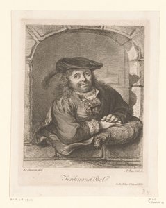 Retrato de Ferdinand Bol en una ventana de Adam von Bartsch