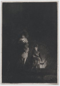 Jinete y niño con linterna de Adam von Bartsch