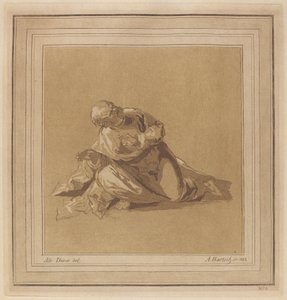 Un apóstol agachado (San Pedro) de Adam von Bartsch, after a drawing formerly attributed to Albrecht Dürer