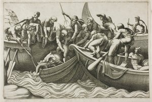 Pescadores Capturando un Monstruo Marino de Adamo Scultori