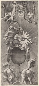 La puesta del sol con los carros de Apolo y Diana de Adamo Scultori after Giulio Romano