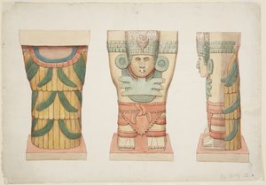 Cariátide de la cámara exterior, Templo A, juego de pelota, Chichen Itzá