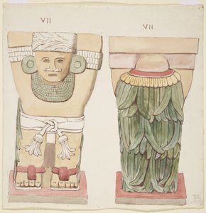 Cariatide de la cámara exterior, Templo A, juego de pelota, Chichen Itza, México de Adela Breton