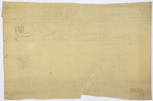 Copia de un calco de una pintura mural sobre la puerta, Templo Superior de los Jaguares, Chichén Itzá, México, 