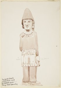 Estatua de Teayo, norte de Veracruz, México (figura masculina con falda) de Adela Breton