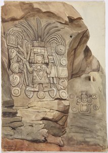 Relieve de piedra en roca natural por Adela Breton - Piedra de Malinche, Tula, Hidalgo, México de Adela Breton