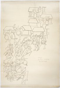 Calco de una pintura mural de la pared oeste, Templo Superior de los Jaguares, Chichen Itza, México