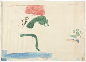 Calco de una pintura mural de Chichén Itzá, México. De la pared este, cámara interior media, Templo Superior de los Jaguares, Gran Juego de Pelota de Adela Breton