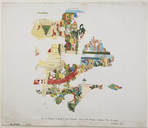 Pintura mural de una bóveda en una gran cámara en Casa de Monjas, Chichén Itzá, Yucatán, México de Adela Breton