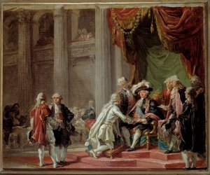 Recepción de un Caballero de la Orden de San Lázaro de Jerusalén y de Nuestra Señora del Monte Carmelo por el Último Gran Maestre el Conde de Provenza (futuro Rey Luis XVIII) bajo Luis XVI