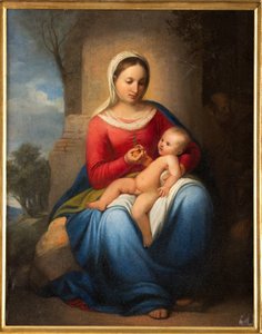 Virgen y Niño Jesús (óleo sobre lienzo) de Adeodato Malatesta or Malatesti