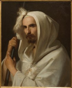 Retrato de un árabe con un fusil y un barracán 1849 (óleo sobre lienzo)