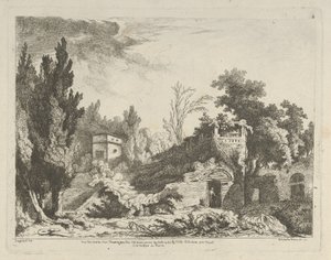 Vista de los restos de un teatro de Diferentes vistas dibujadas según la naturaleza... en el..., siglo XVIII de Adélaide Allou