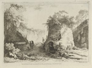 Vista de la tumba de Virgilio de Diferentes vistas dibujadas según la naturaleza..., siglo XVIII de Adélaide Allou