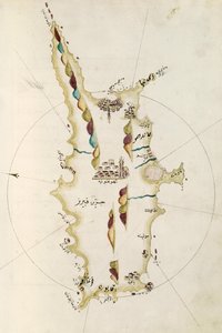 Mapa de la isla de Chipre, ilustración del atlas Portolano