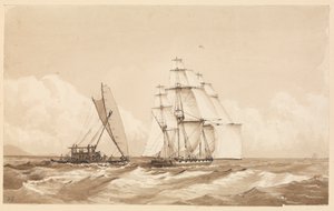 Canoa doble frente a Moalu, Islas Feejee, 26 de septiembre de 1849 [Fiyi]. de Admiral Sir Edward Gennys Fanshawe