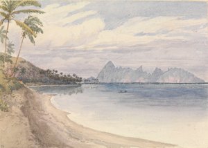 Eimeo [Moorea] desde cerca de Papeiti [Tahití, Islas de la Sociedad], 25 de agosto de 1849". de Admiral Sir Edward Gennys Fanshawe