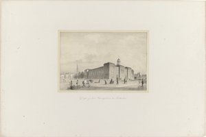 Vista del Beursgebouw en Rotterdam, 1854 Vista del Beursgebouw en Rotterdam (título sobre objeto) La Sociedad para la Promoción de Toonkunst, su Festival de Música y la ciudad de Rotterdam. memoria del año 1854 (título de serie sobre objeto)