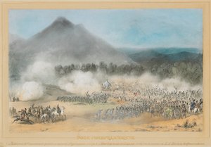 La Batalla en el Río Choloki, en la frontera de Guria el 4 de junio de 1854 de Adolf Charlemagne