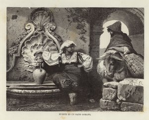 Fuente en un patio romano