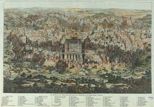 Vista general de la Jerusalén histórica y moderna. Obra de Adolf Eltzner (1816-1891), litografía hacia 1862. Arte alemán, cartografía del siglo XIX. Colección privada. de Adolf Eltzner