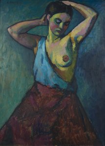 Niña con falda roja, 1910 de Adolf Erbslöh