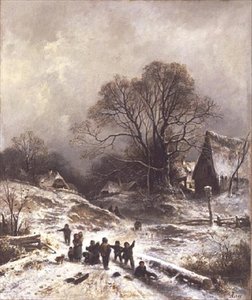 Niños jugando en la nieve de Adolf Heinrich Lier