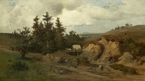 Paisaje con un puente de madera de Adolf Kosárek