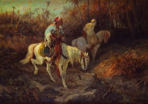 Jinetes árabes al borde de un bosque de Adolf Schreyer