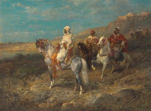 Árabe en un caballo blanco de Adolf Schreyer