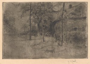 Casa de campo con techo de paja de Adolf le Comte (signed by artist)