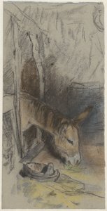 Establo con un burro para comer de Adolf le Comte