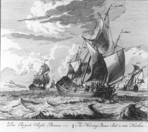 «Den buysch seyld binnen» (n.º 10 de la serie sobre la pesca del arenque) de Adolf van der Laan