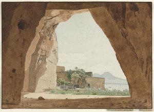 El Vesubio y la bahía de Nápoles desde una cueva de Adolf von Heydeck
