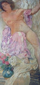 Mujer con flores de Adolfo de Carolis