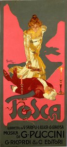 Cartel en estilo Liberty para la ópera “La Tosca” de Giacomo Puccini (1858-1924) 1906. Ilustración de Adolfo Hohenstein (1854-1928)
