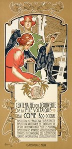 Reproducción de un cartel publicitario de la Exposición Internacional de Electricidad de Adolfo Hohenstein